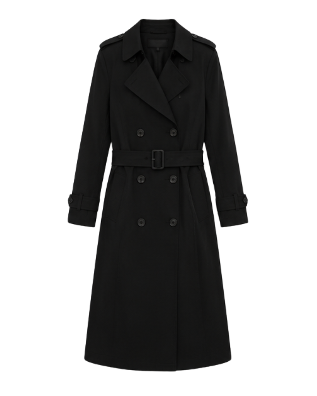 Trench Coat Casual Chic Preto Estruturado