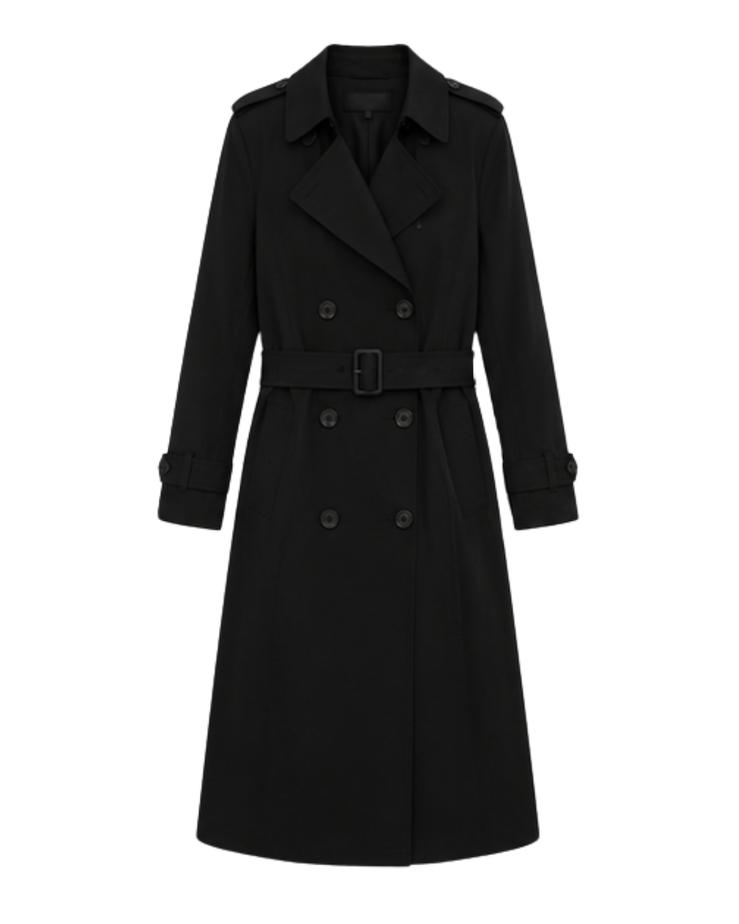 Trench Coat Casual Chic Preto Estruturado