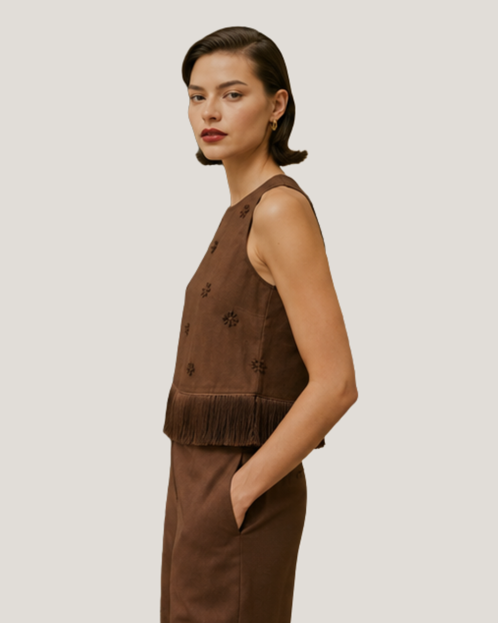 Blusa Bordada em Linho Natural Premium