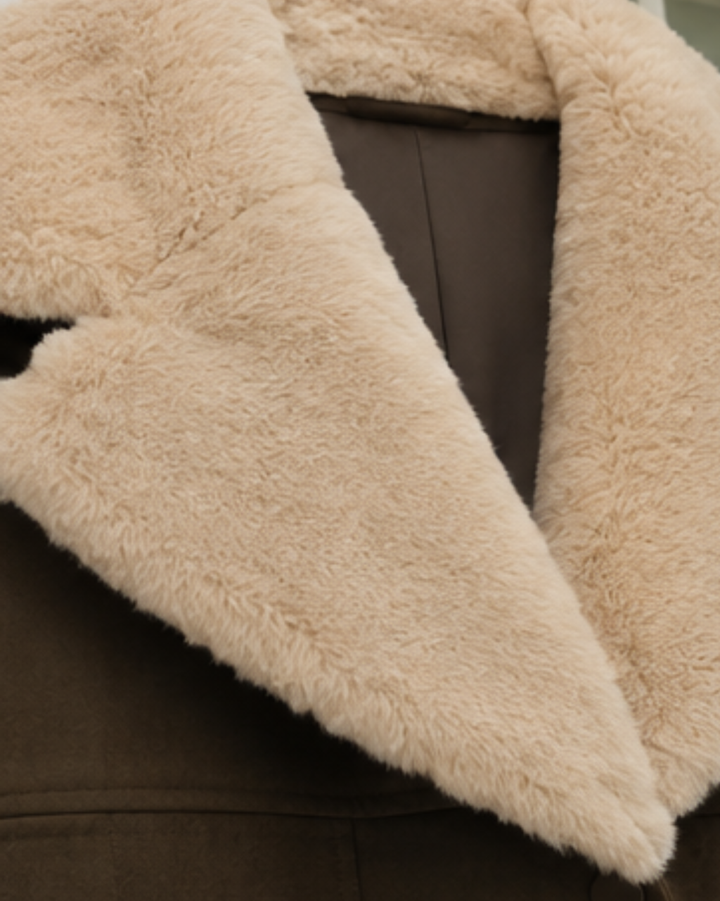 Jaqueta Elegante Gola Ampla em Suede Premium