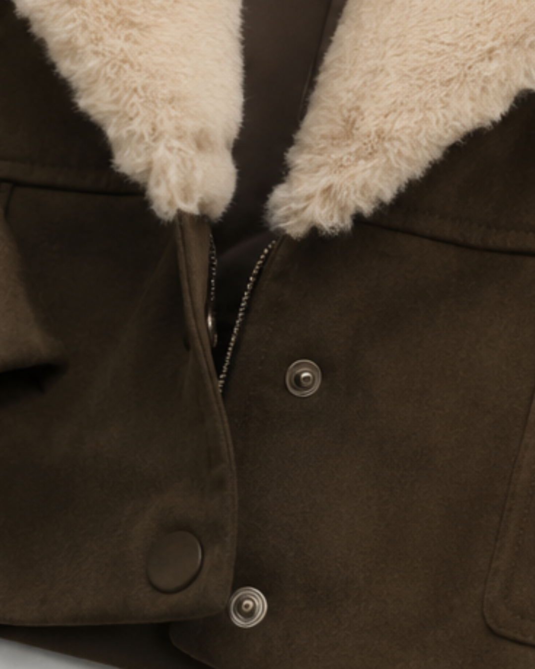 Jaqueta Elegante Gola Ampla em Suede Premium
