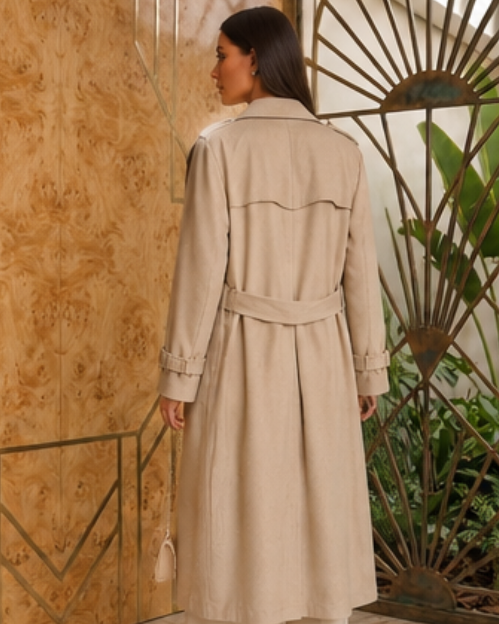 Trench Coat Elegante Alongado em Alfaiataria Premium