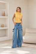 Calça Jeans Wide Leg Cargo Urban