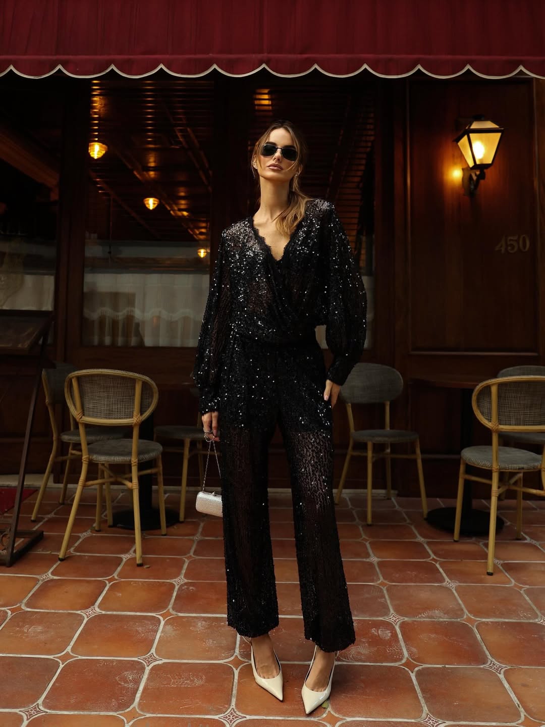 Calça Paetê Noir Glam